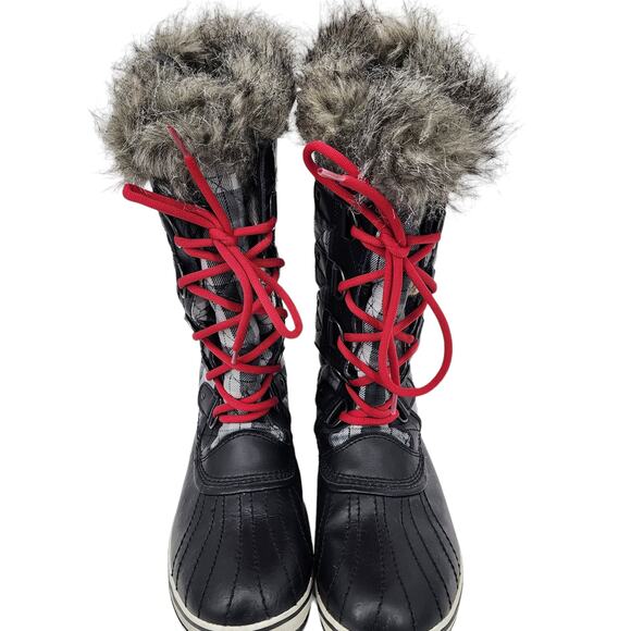 Sorel Joan Of Arctic NL1797-010 Plaid Black Lace Faux Fur Size 11 Waterproof - Picture 8 of 8